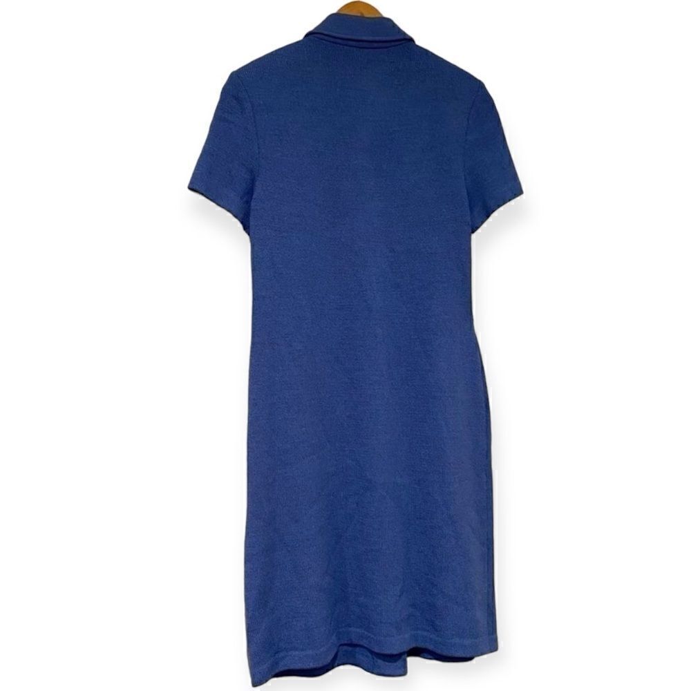 St. John Collection Gold Button Front Blue Dress Size 2 - Picture 2 of 5